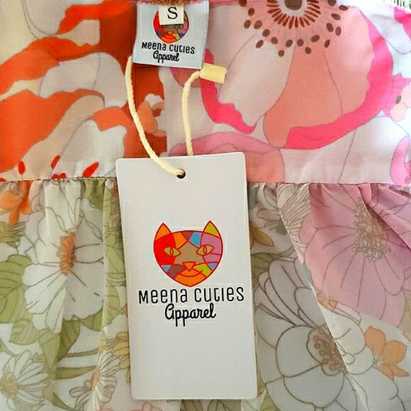 NWT Pastel Floral Boho Faux Silk Ruffled Long Sleeve Mini Dress MSRP $103 - Picture 6 of 7